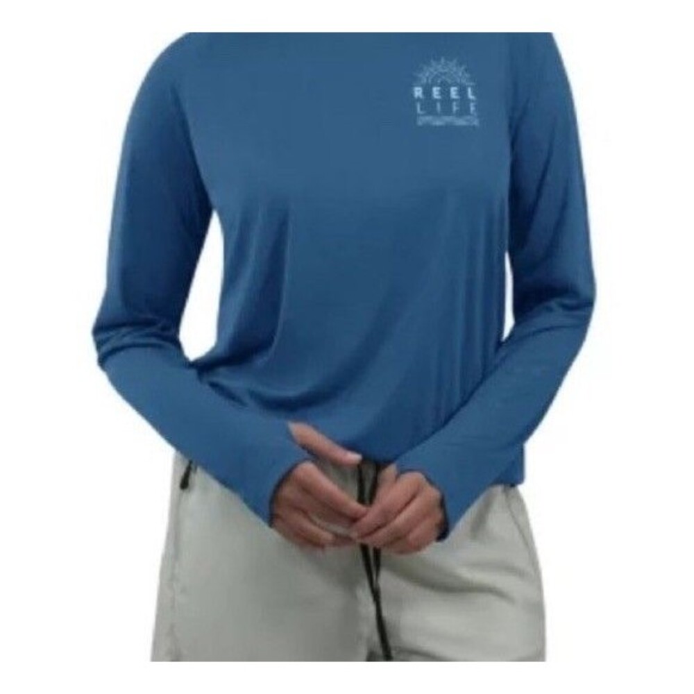 REEL LIFE WOMEN'S JAX BEACH LONG SLEEVE UV (UPF 50) Large Navy New - Picture 5 of 12